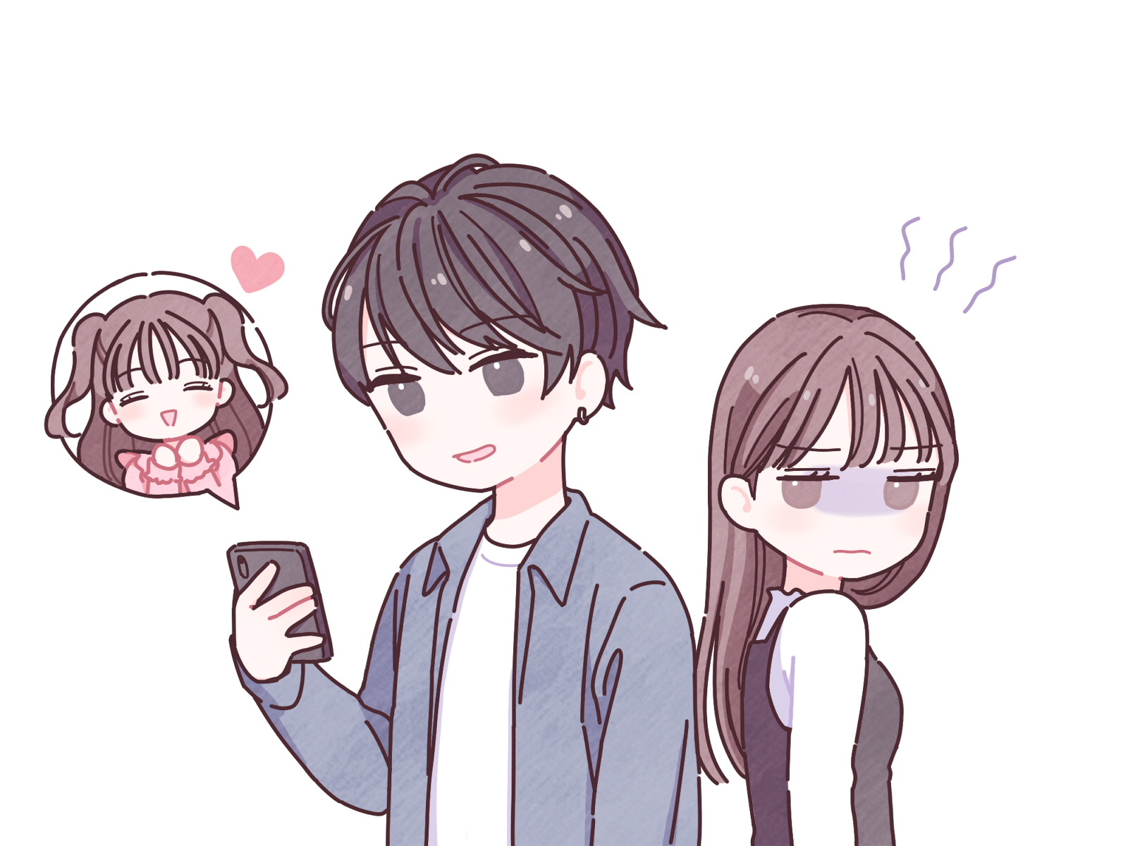 不倫や浮気の悩みで気持ちが揺れるイメージ