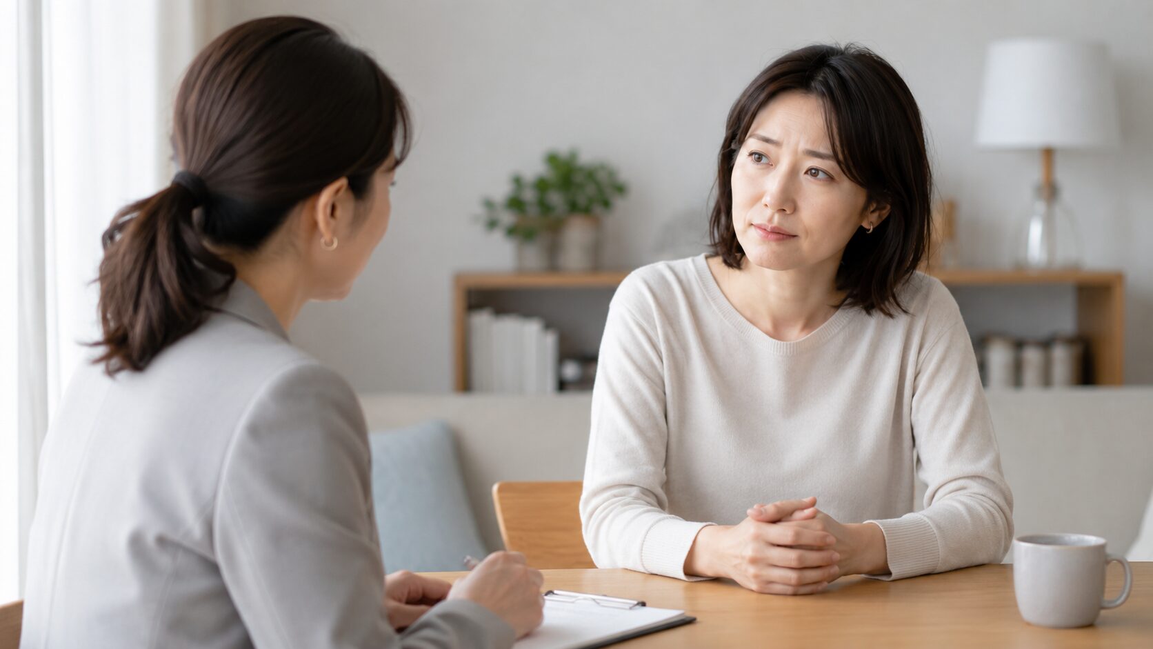 浮気を疑った出来事をノートに時系列で記録する女性